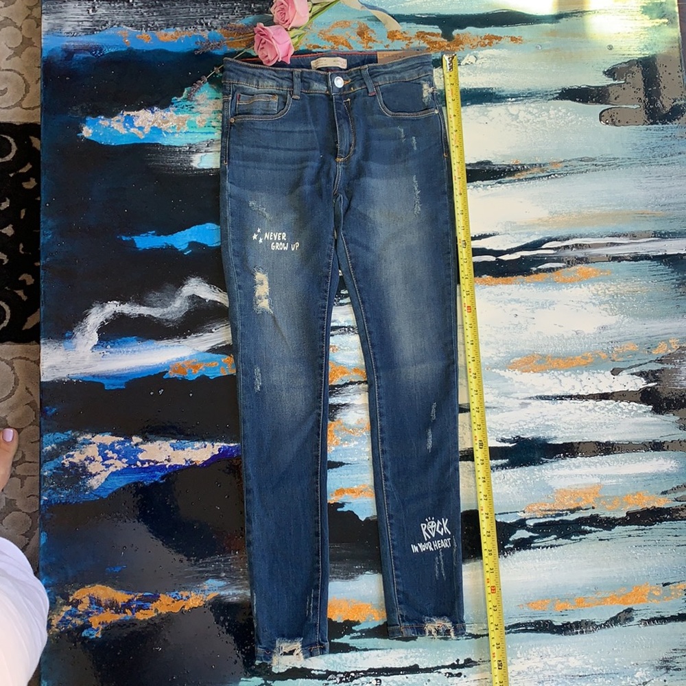 Zara girls distressed skinny jeans